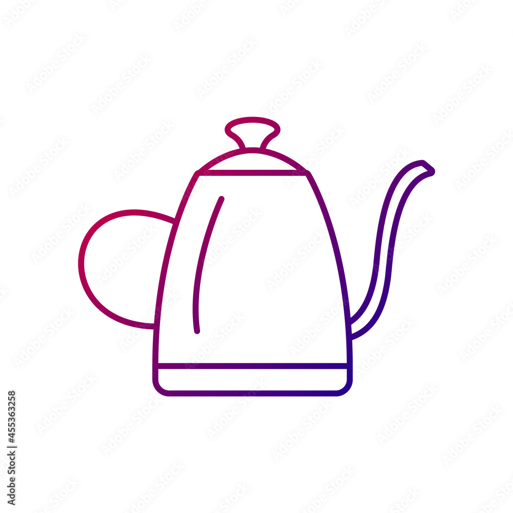 Coffee pot outline icon. Kitchen crockery. Barista dishes. Purple gradient symbol. Isolated vector illustration Coffee pot outline icon. Kitchen crockery. Barista dishes. Purple gradient symbol. Isolated vector illustration