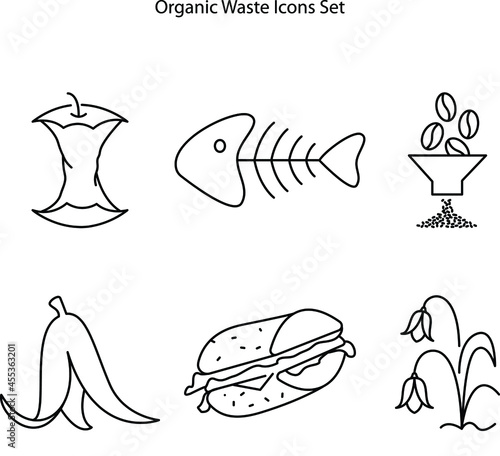 Organic waste line icon. Trash sorting linear style sign for mobile concept and web design. Food waste outline vector icon. Symbol, logo illustration. photo