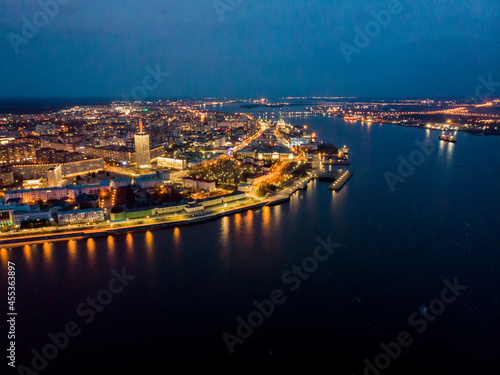 Bird's eye view of Arkhangelsk. Evening cityscape 