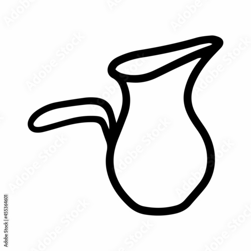 Vector Single teapot, coffee pot, stew pan or jug for kitchen. Funny, cute Illustration for seasonal design, textile, decoration kids playroom or greeting card. Hand drawn prints and doodle Stay home.