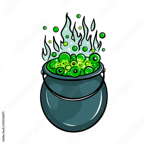Vector Cartoon Illustration of a Witch's Cauldron Halloween concept