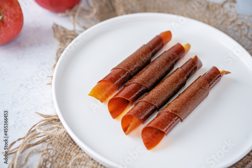 Healthy apple pastille with raw fresh apples