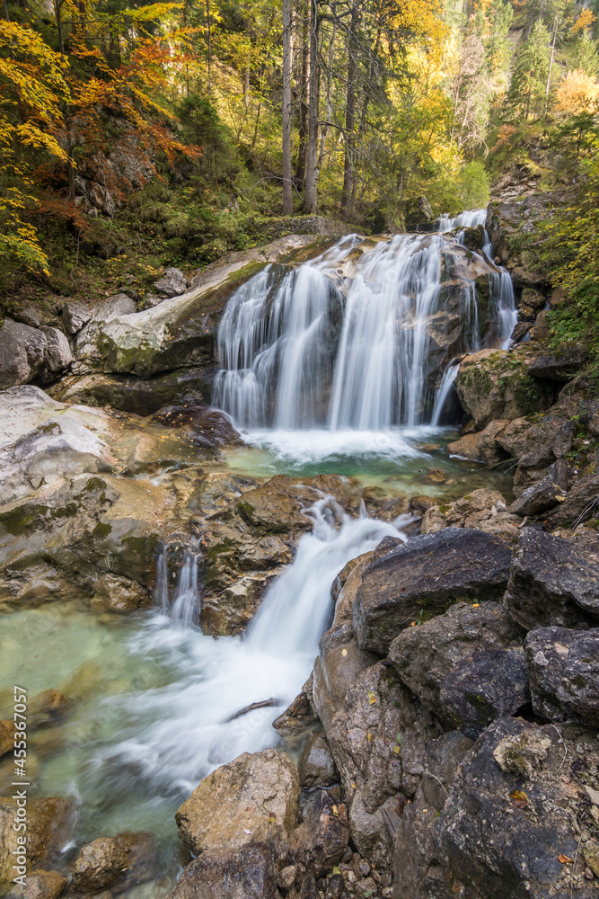 waterfall in the forest in Autumn waterfall in the forest in Autumn