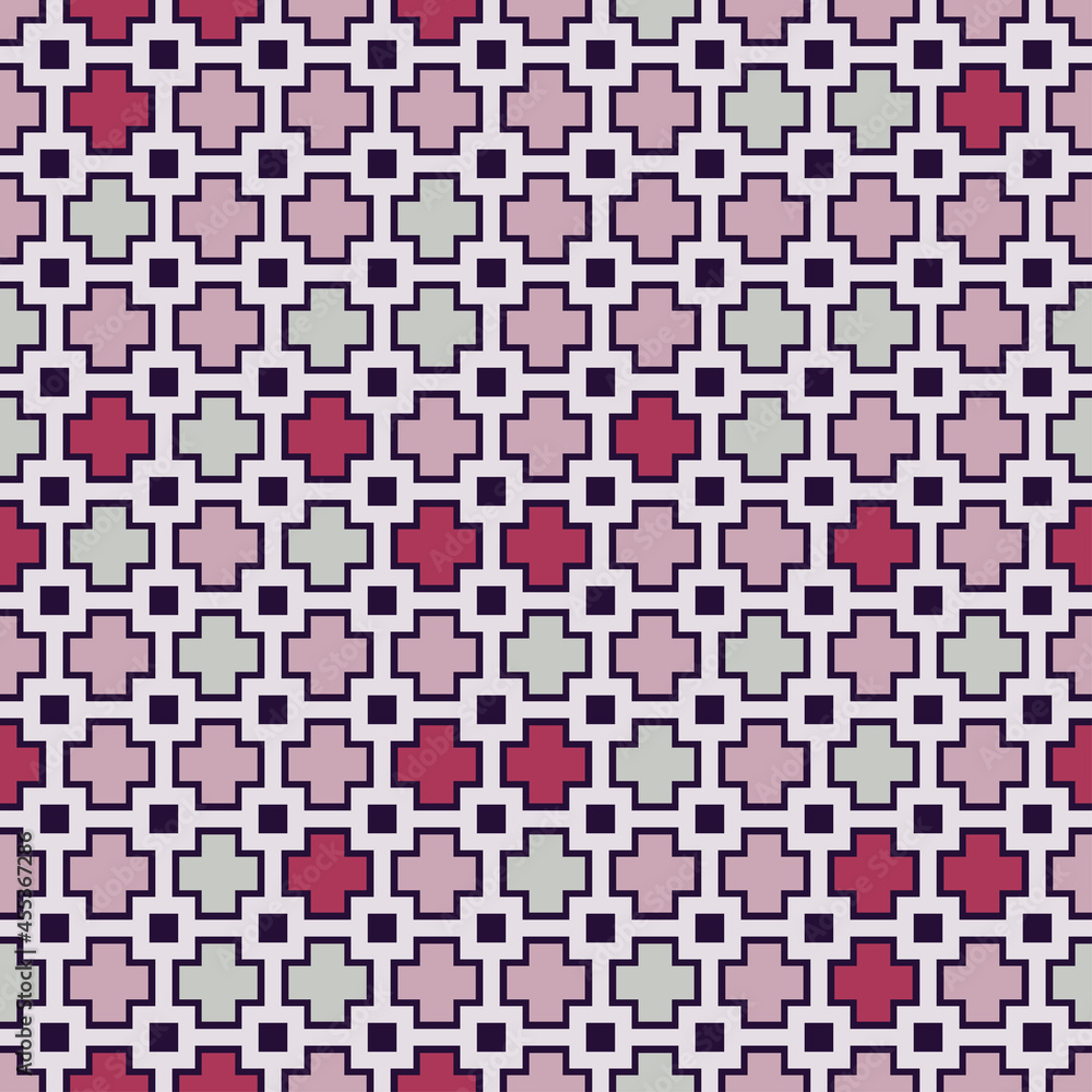 Seamless crosses and dots vibrant contrast pattern vector background Seamless crosses and dots vibrant contrast pattern vector background