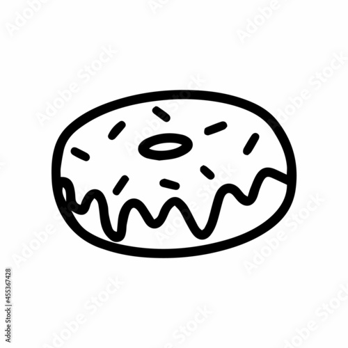 Vector sweet donut isolated on white background. Funny, cute Illustration for seasonal design, textile, a cafe, decoration kids playroom or greeting card. Hand drawn prints and doodle Stay home.