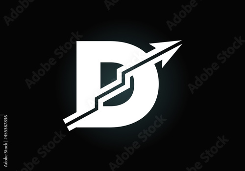 Initial D monogram alphabet symbol design incorporated with the arrow. Financial or success logo concept. Font emblem. Logo for business and company identity