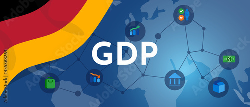 Germany GDP gross domestic product of Germany flag and map illustration country productivity