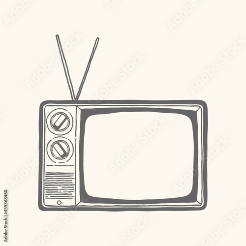 Retro Vintage Television Hand Drawn Illustration Drawing