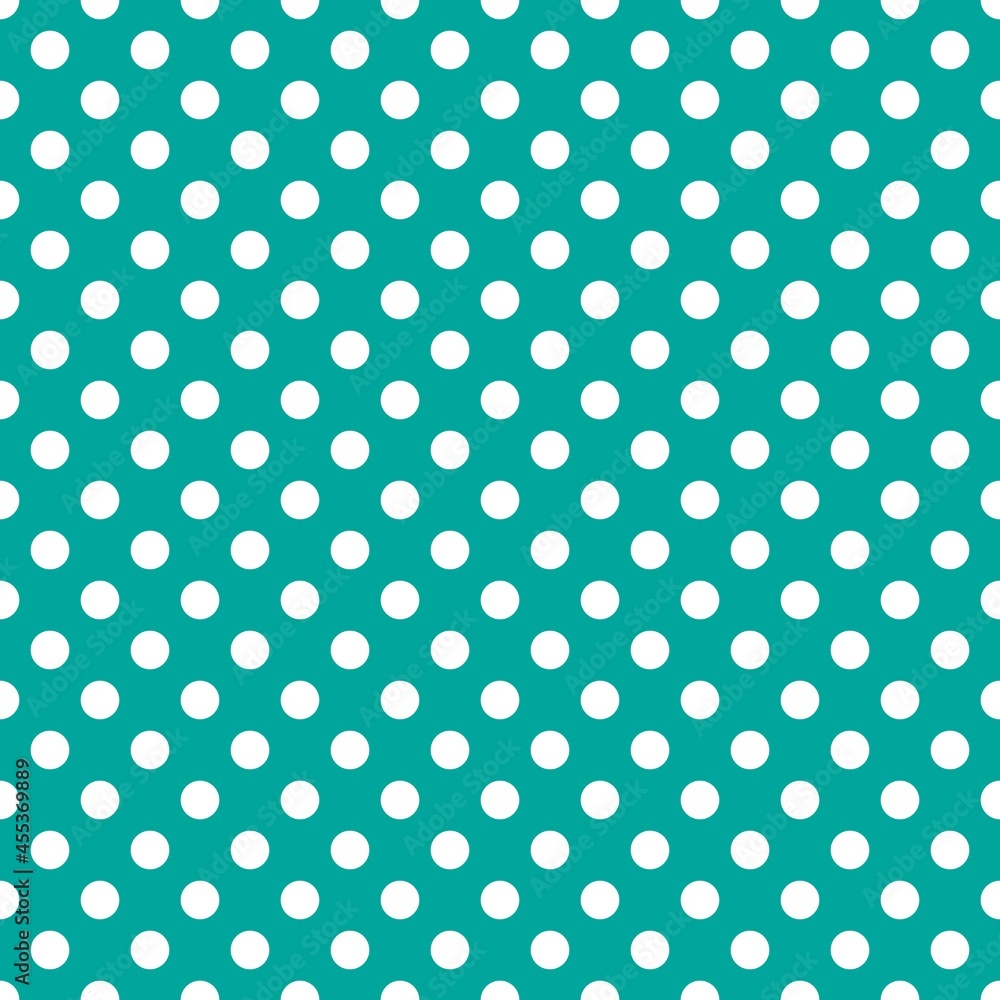 White and Green Polka Dot seamless pattern. Vector background.