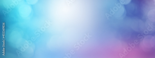 Horizontal Blue, Purple and Pink Sky Background with White Light and Blurred Bokeh Lights