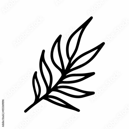 Vector tropical coconut leaf isolated on white background. Funny coloring and cute illustration for seasonal design, textile, decoration kids playroom or greeting card. Hand drawn prints and doodle.