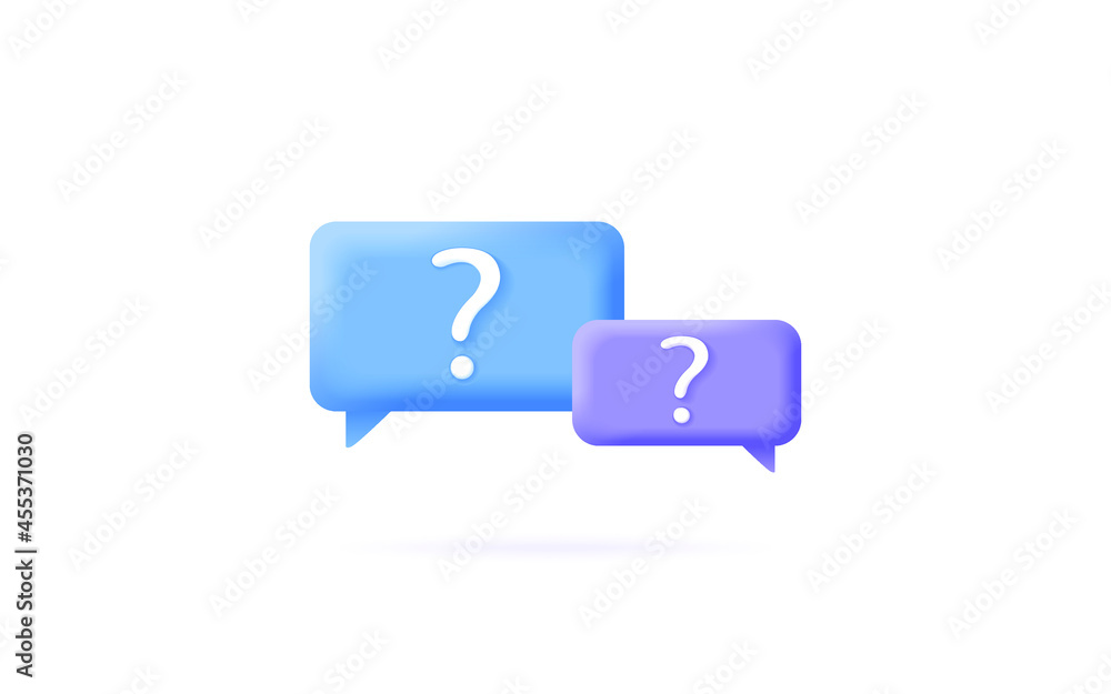 Message box with question mark icon. Speech bubble with question sign. 3d vector illustration. Message box with question mark icon. Speech bubble with question sign. 3d vector illustration.