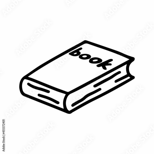 Vector book, note book isolated on white background. Back to school icon for education, seasonal design, textile, decoration kids playroom, school. Hand drawn prints and doodle. Adult coloring page.