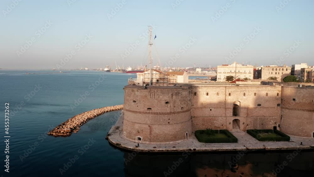 Aerial view of medieval Aragonese Castle of Taranto city, Puglia. Italy Aerial view of medieval Aragonese Castle of Taranto city, Puglia. Italy