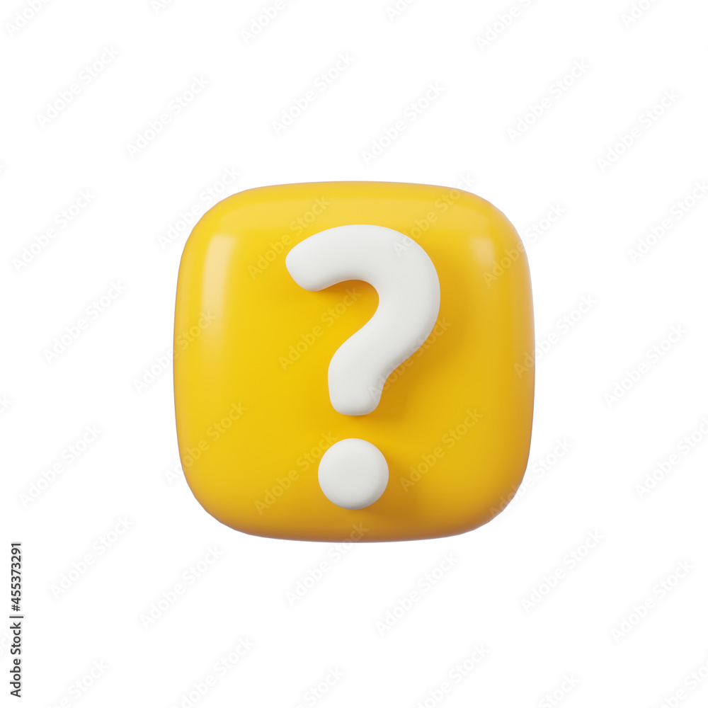 Question sign 3d render. Interface button isolated on white. Question sign 3d render. Interface button isolated on white.