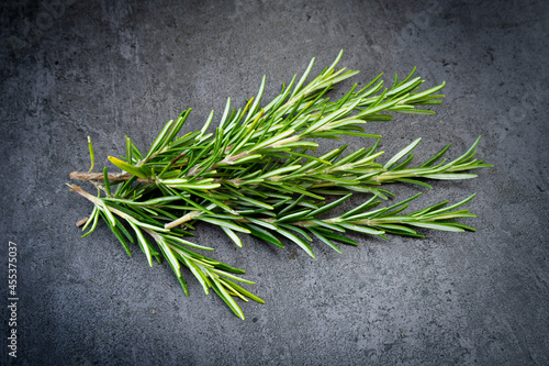 Fresh Rosemary aromatic herb over dark