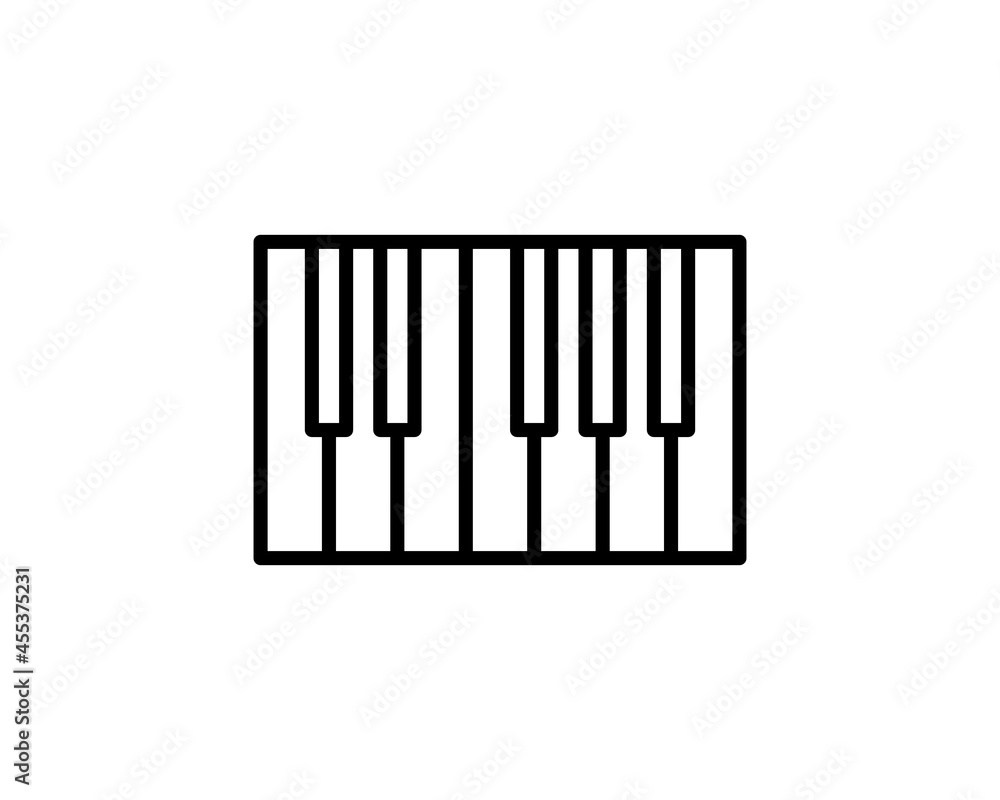 Seven piano or electronic keyboard keys line art vector icon for music apps and websites