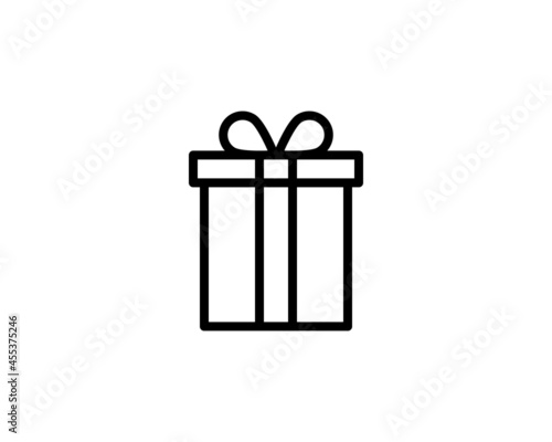 Birthday gift or Christmas gift box with ribbon bow line art vector icon for apps and websites