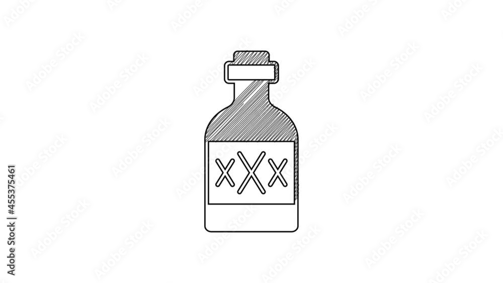 Black line Tequila bottle icon isolated on white background. Mexican alcohol drink. 4K Video motion graphic animation Black line Tequila bottle icon isolated on white background. Mexican alcohol drink. 4K Video motion graphic animation