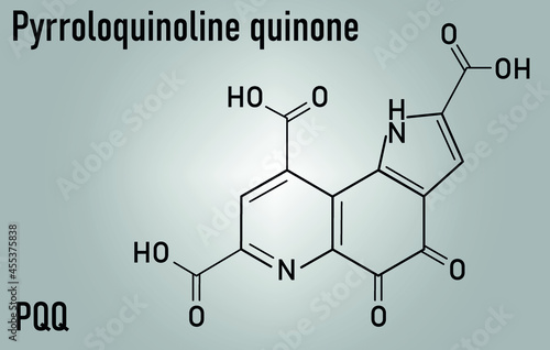 Pyrroloquinoline quinone (PQQ) redox cofactor molecule. Skeletal formula. photo