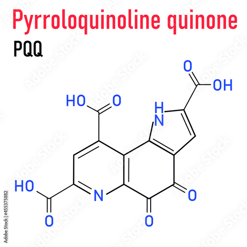 Pyrroloquinoline quinone (PQQ) redox cofactor molecule. Skeletal formula.