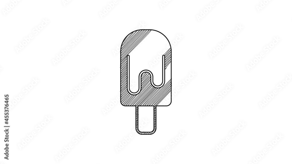Black line Ice cream icon isolated on white background. Sweet symbol. 4K Video motion graphic animation Black line Ice cream icon isolated on white background. Sweet symbol. 4K Video motion graphic animation