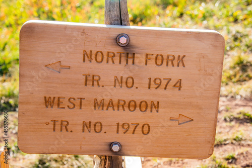 North Fork & West Maroon Signage along the Maroon Bells, Aspen, Colorado