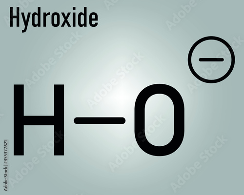 Hydroxide anion, chemical structure. Skeletal formula.
