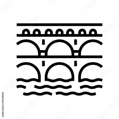 aqueduct ancient rome construction line icon vector. aqueduct ancient rome construction sign. isolated contour symbol black illustration