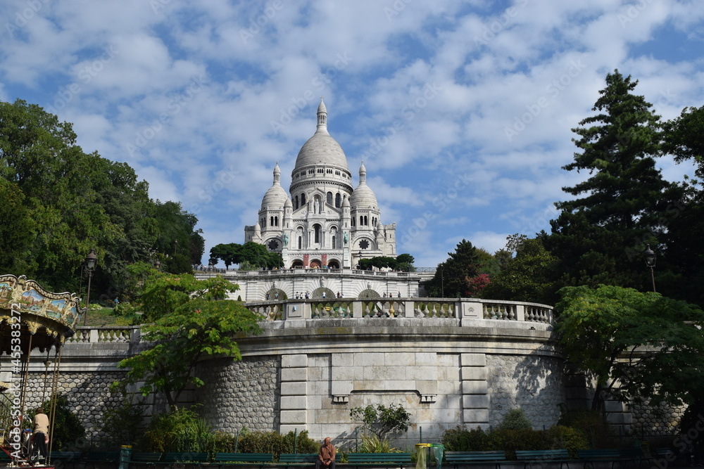 The Basilica of the Sacred Heart or Sacré-Cœur Basilica Catholic church in Paris, France. This photo was taken in 2015.