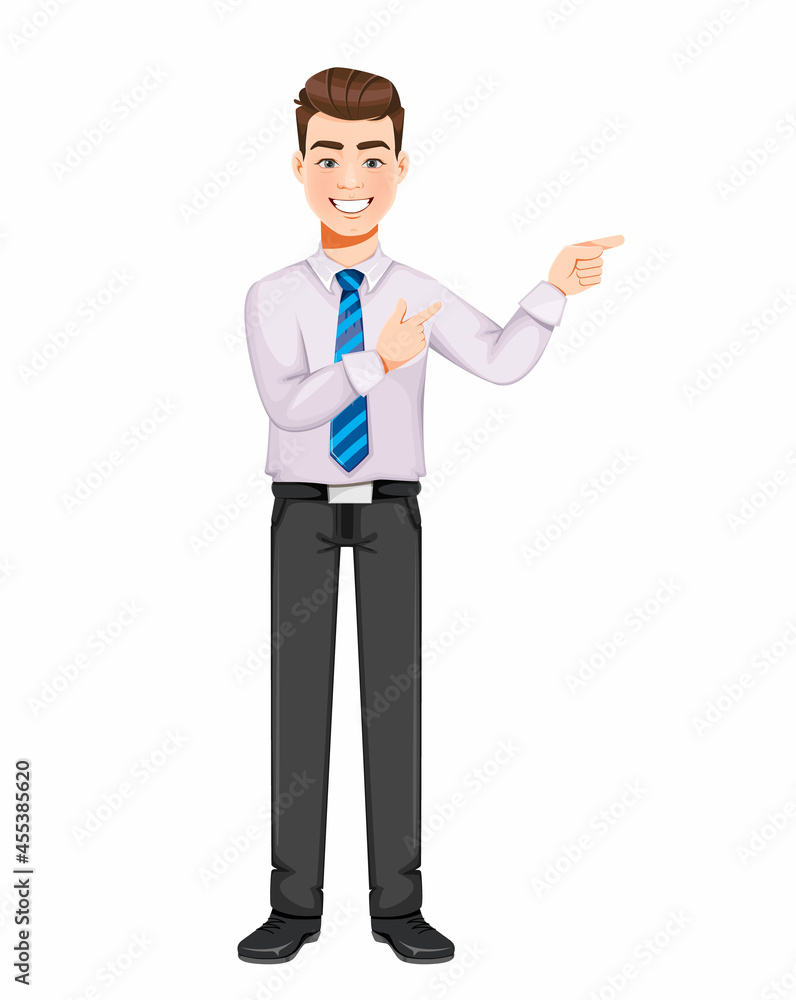 Handsome business man pointing on something Handsome business man pointing on something