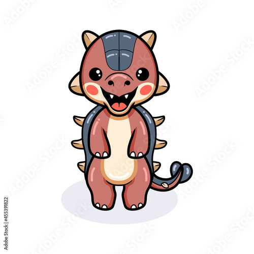 Cute little ankylosaurus dinosaur cartoon standing