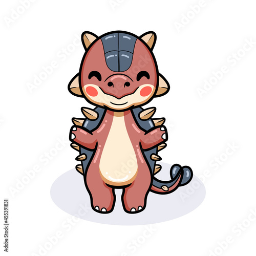 Cute little ankylosaurus dinosaur cartoon standing