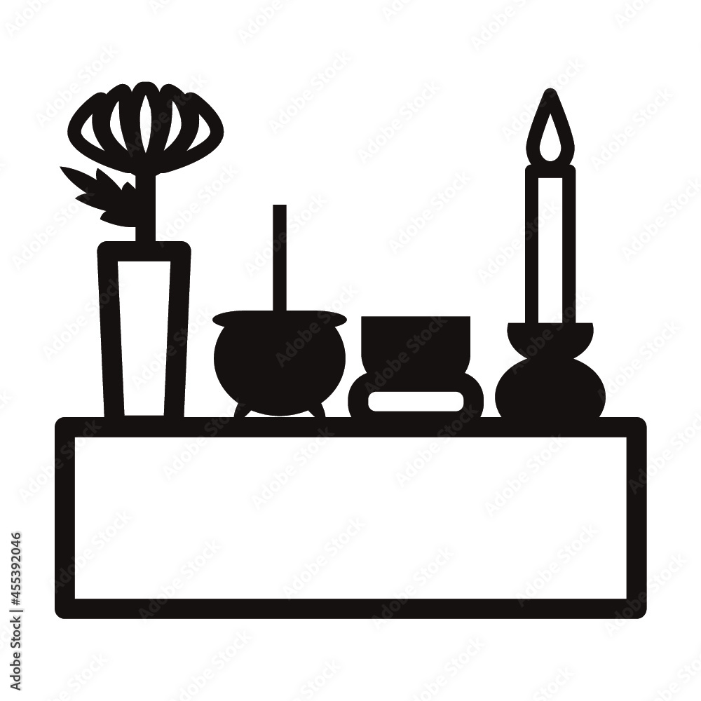 枕飾りのシンプルなアイコン/白背景