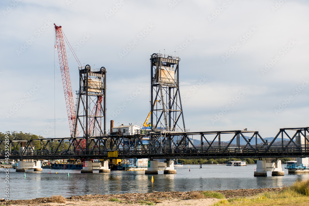 Batemans Bay new bridge construction on a Clyde River. NSW, Australia