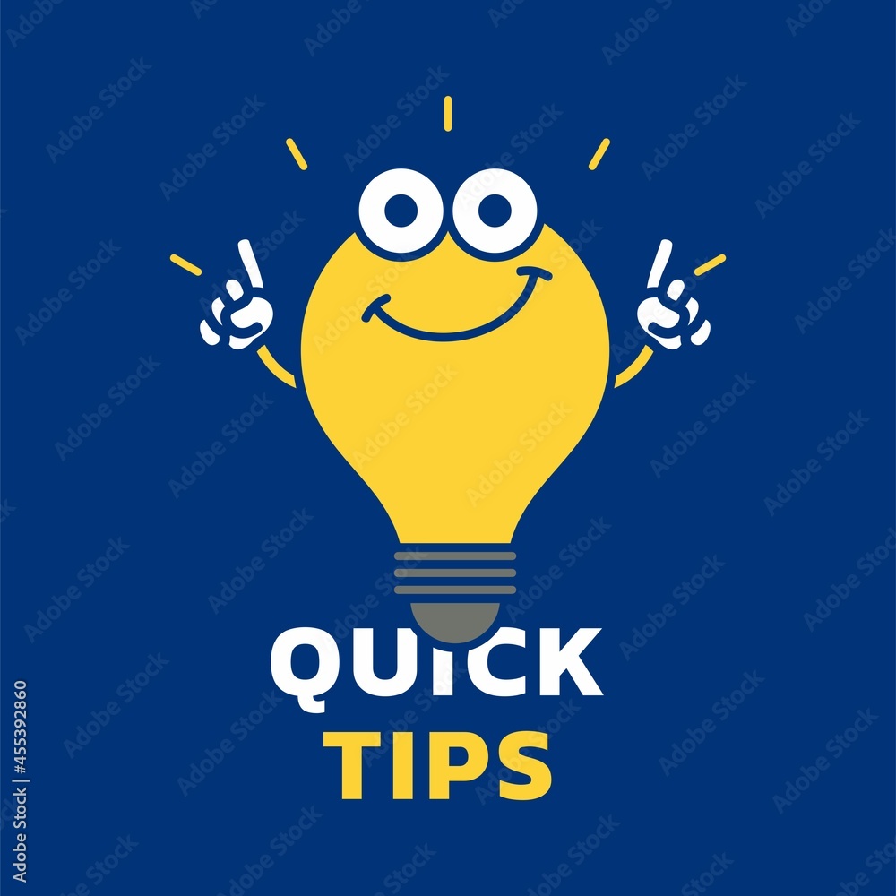 Quick tips content vector square background with light bulb icon vector design Quick tips content vector square background with light bulb icon vector design