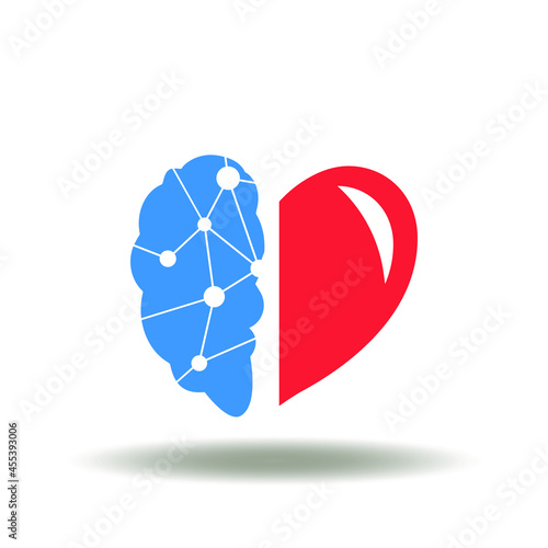Brain and heart vector illustration. Empathy symbol.