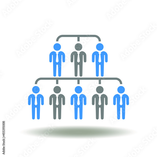 Businessman flowchart structure organization vector illustration. Business work organization icon. People separation sign. Delegating logo. Segregation symbol.