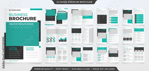 a4 bifold brochure editable layout template with minimalist and abstract style use for business annual report and company profile