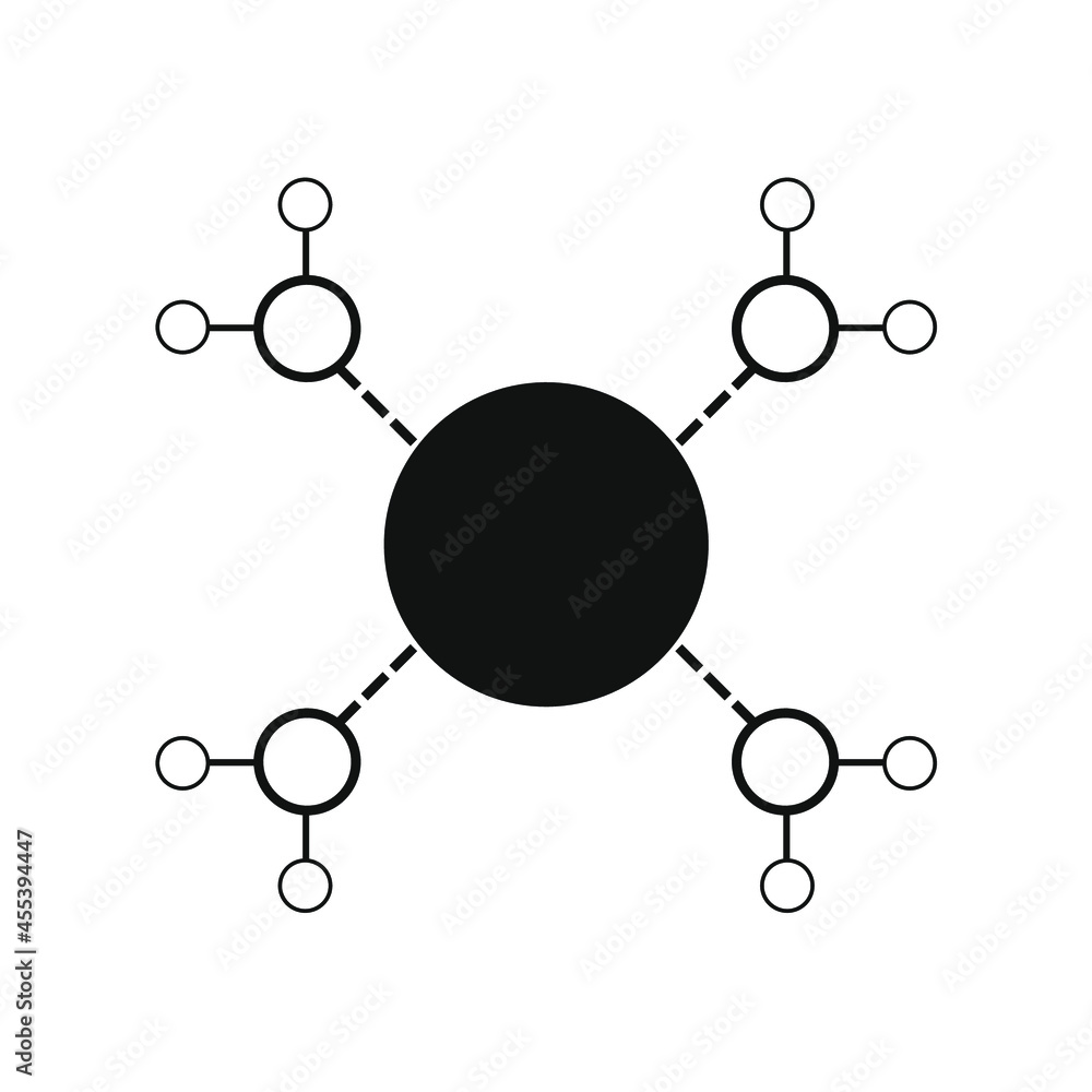 a black circle with four molecules in it a black circle with four molecules in it