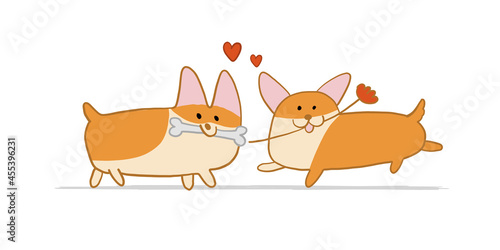 Corgi dogs. Funny Puppy. Sketch for your design