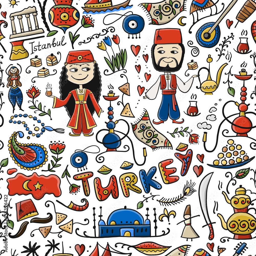 Fototapeta premium Travel to Turkey. Seamless pattern for your design