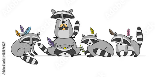 Racoons Family. Funny Characters for your design