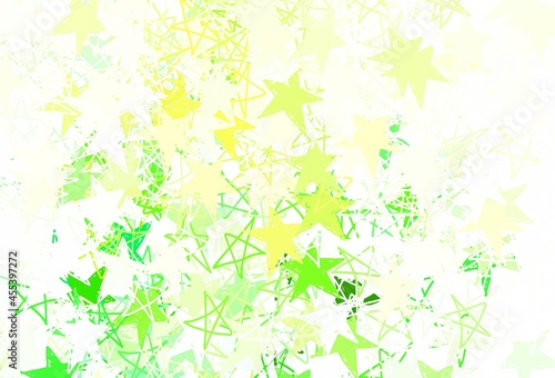 Light Green  Yellow vector backdrop with small and big stars.