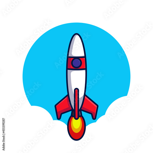 Rocket launch,ship.vector, illustration concept of business product on a market. 