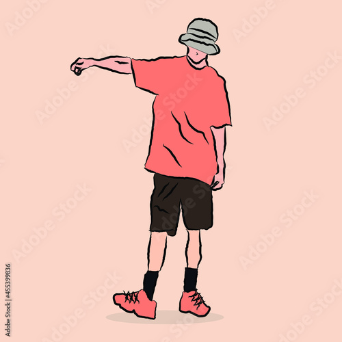 handsome and professional thin male model illustration