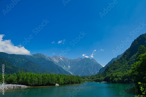 The central Japan alps mountains and the clean river in Nagano, Japan