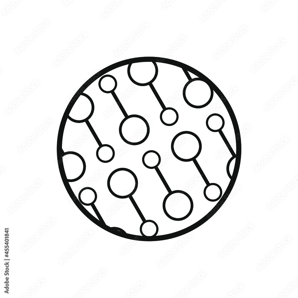 several small circles related to the line inside a circle