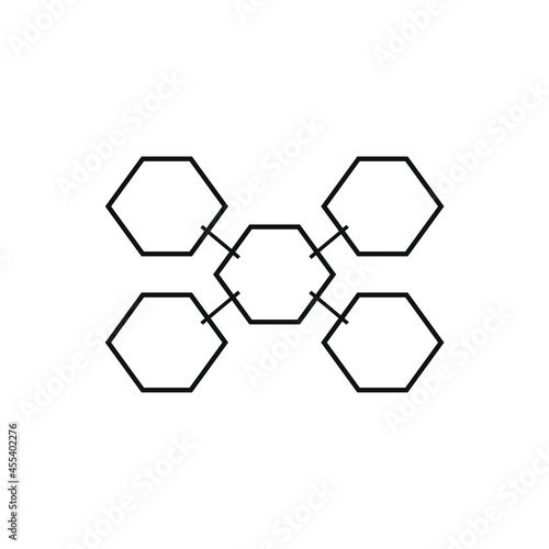 vector five hexagons linked by lines