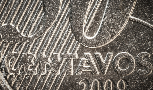 Extreme close up shot of 50 Centavos Brazilian coin photo
